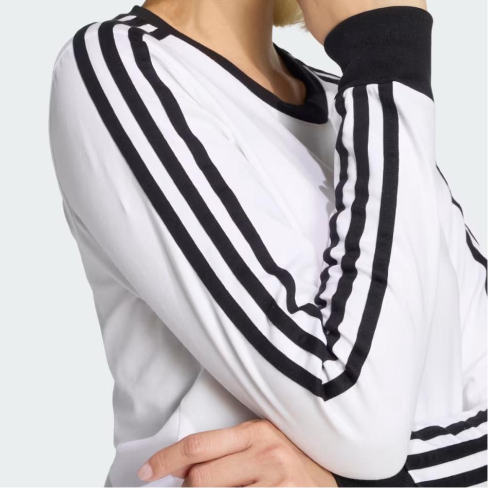 adidas Originals 3 Streifen Firebird Adicolor Serie Gestrickt Rundhals Enganliegend Langarm T-Shirt Damen Oberteile KD3688