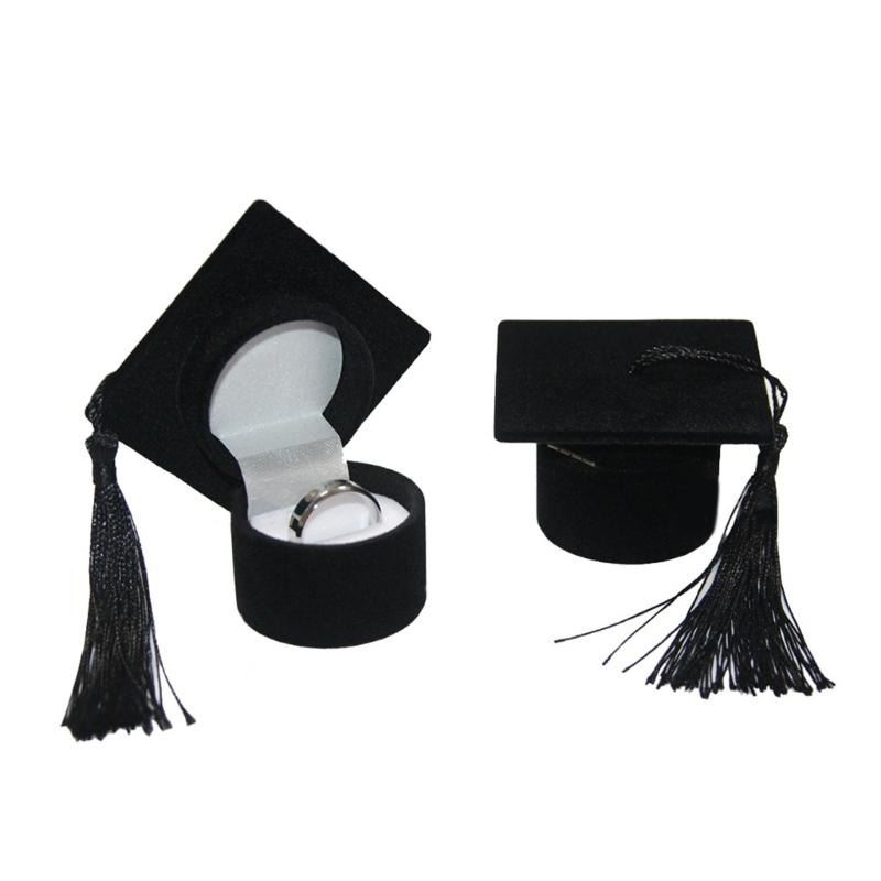 Rings Box Graduation Bachelor Hat Jewelry Packging Box Wedding Engagement Earring for Special Occasion
