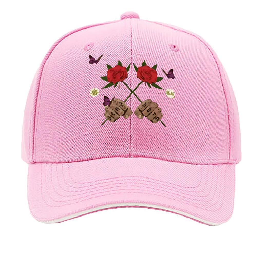 Artificial Red Rose Home Decor With Butterflies Wooden Accents Hip Hop hat Fashion Outdoor Sports Sandwich Baseball Cap