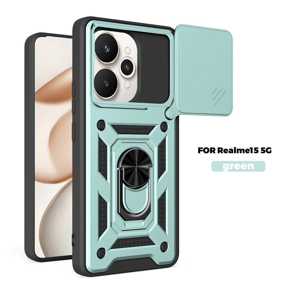 

Броня Фунда Для OPPO Realme 15 Pro 5G Чехол Сдвижная Защита Объектива Кольцо-Подставка Задняя Крышка Для Realme15 Realme 15Pro Realme 15 Pro 5G зелёный