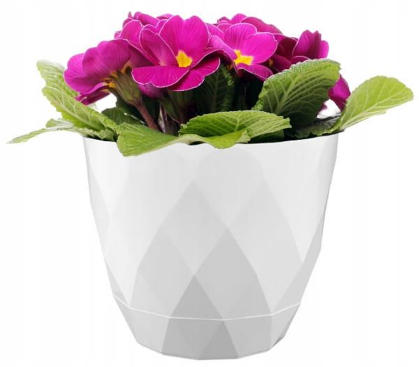 White Plastic Flowerpot 193x22cm with Cover and Saucer