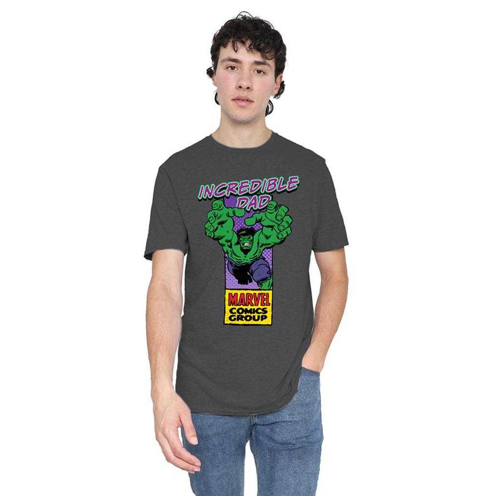 Marvel Comics Mens Incredible Dad Hulk Corner Box Heather Fathers Day T-Shirt