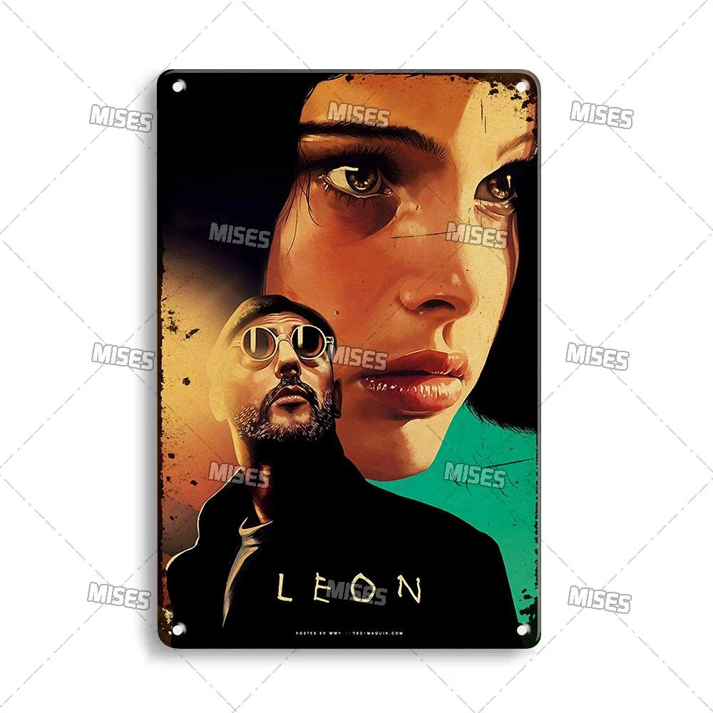 MISES Lon Klassischer Film Metallposter Killer Leon Kneipe Metallblechschild Wandplatte Haus Garten Metallschild Wand Industrielle Dekoration