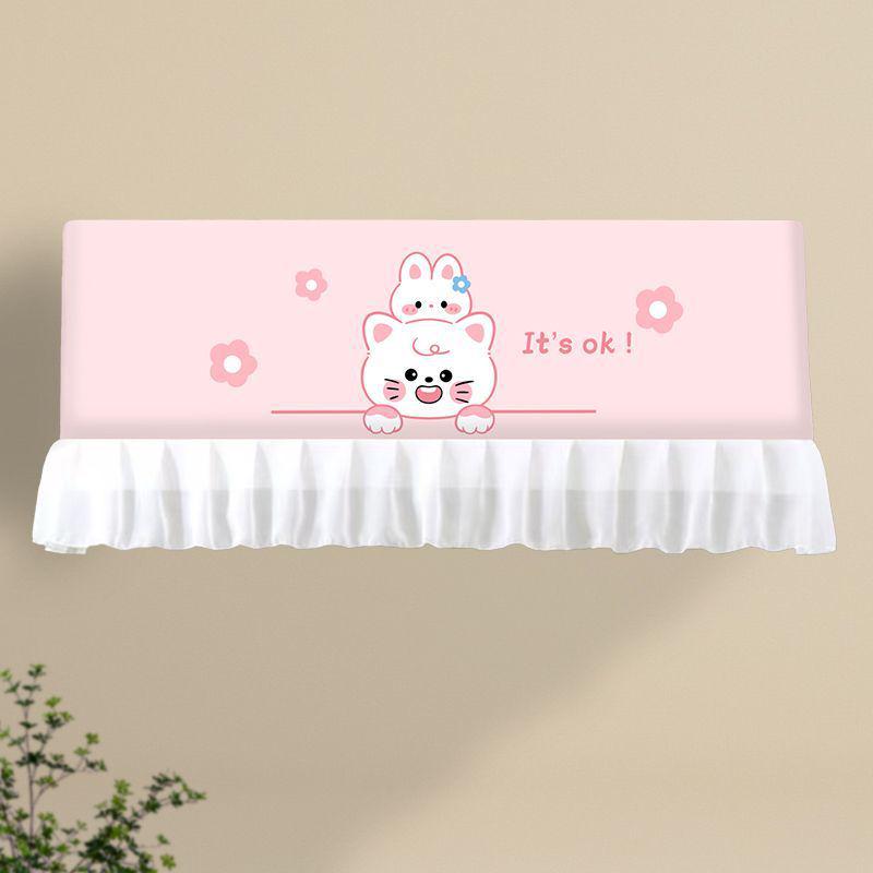 Air Conditioner Wind Deflector: Prevents Direct Blowing with Cute Print, Fits Hanging Units, Fully Enclosed Dust Cover Included.