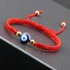 Ethnic Pearl & Evil Eye Cartoon Friendship Bracelet - Handmade Woven String