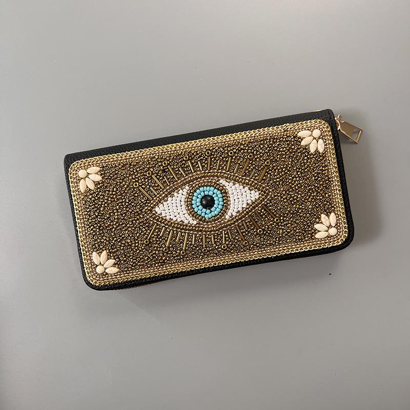 Ręcznie robiona etniczna retro kopertówka: Koraliki Ryżowe Kosmetyczka Wieczorowa na Zamek Błyskawiczny i do Przechowywania