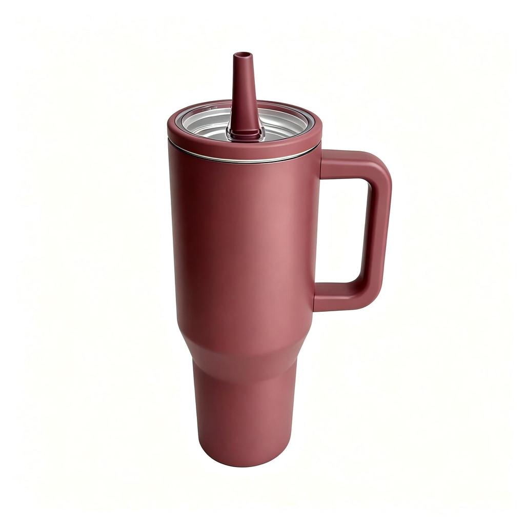 40-ounce leak-proof straw cup – made from double-walled, vacuum-insulated stainless steel to keep drinks cold for hours; fits in car cup holders