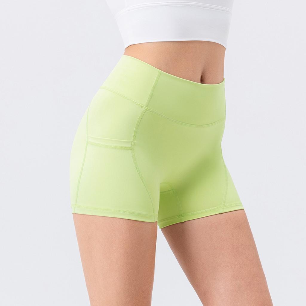 Women's Quick Dry Yoga Hip Lifting Shorts High Waist Fitness Running Shorts With Pockets