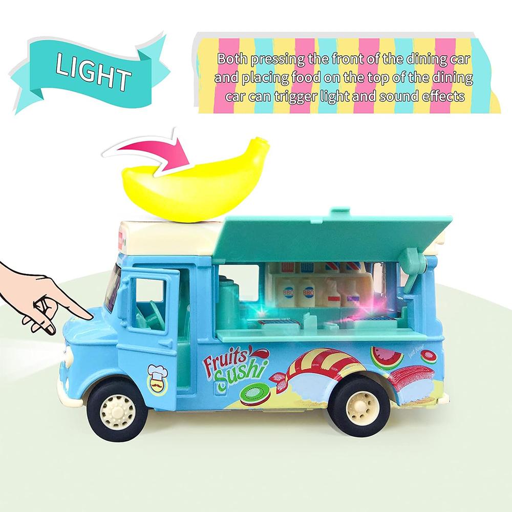 1/36 Alloy Toy Cars, Creative Decorative Models of Car Food Trucks with Sound and Light, for Children Girls and Boys