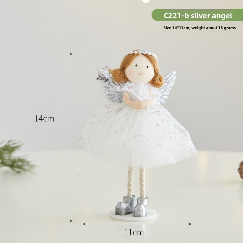 New Christmas Chiffon Dress Angel Girl Doll Ornament for Christmas Tree Decoration Cute Doll Pendant Gift