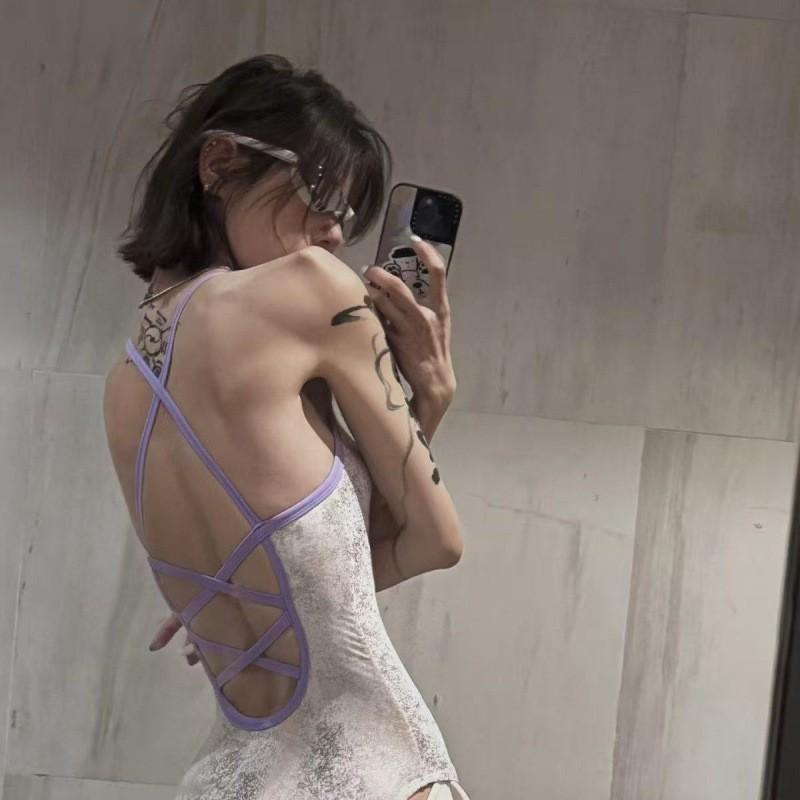 

Gilded Fireworks Adult Women s Triangular Jumpsuit With Exposed Back Concealing Flesh Slimming Professional Racing Swimsuit Women M