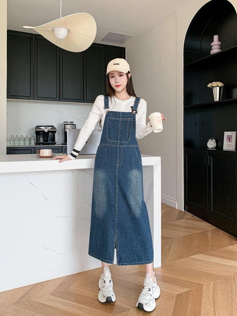 Rochie Salopetă Dama Denim Slim Medie Lungime Primăvară/Vară 2024 - Largă, Casual, Versatilă.