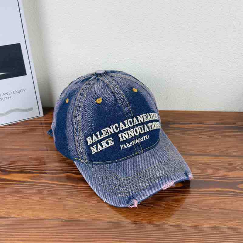 American retro old washed gradual change denim cap men and women fashion versatile tide brand embroidered letter baseball cap