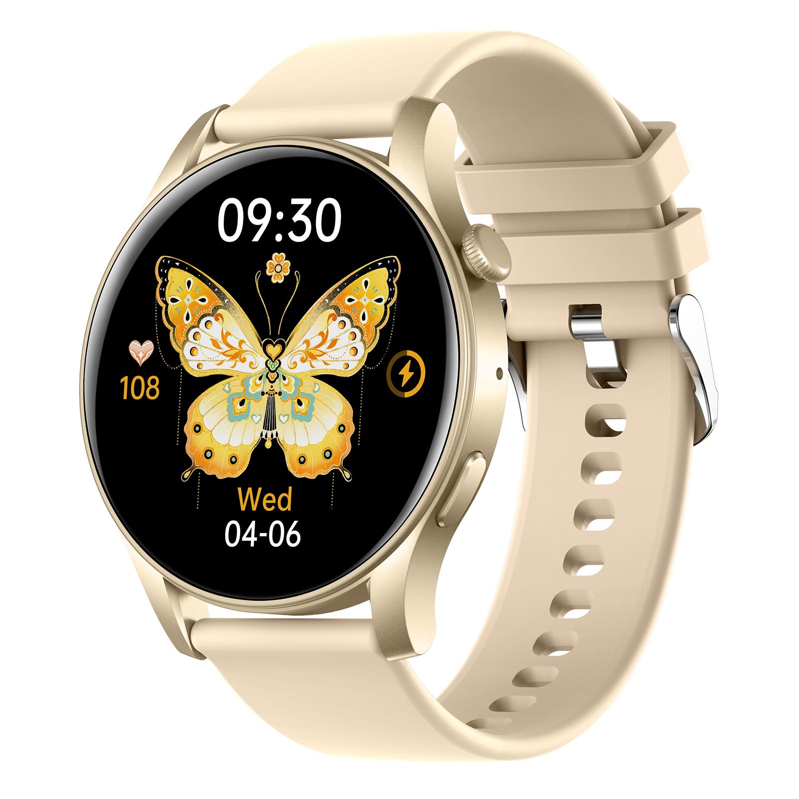 

KC88 1,43-дюймовий AMOLED екран Смарт-годинник з підтримкою Bluetooth-дзвінків, монітором серцевого ритму та артеріального тиску Gold