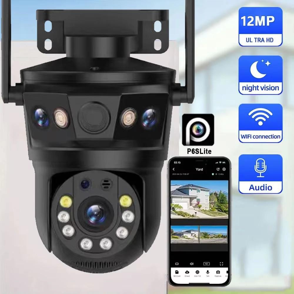 Triple-Lens WiFi Surveillance Camera with Panoramic HD and Full-Color Night Vision