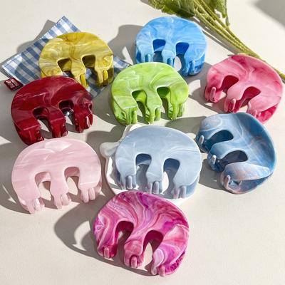 M-shaped Pumpkin Claw Clip High-end Marble Ponytail Hair Clip Back of The Head Updo Shark Clip Hair Accessory