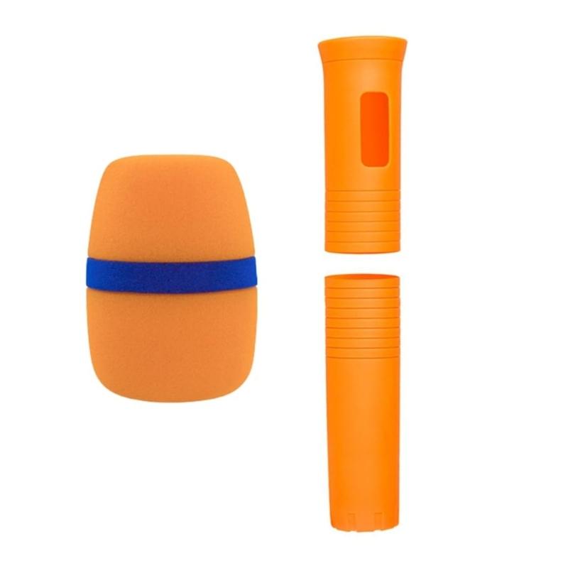 Cordless Handheld Microphone Protective Sleeve with Sponge Foam Microphone Windscreen Rubber Microphone Protective Sleeve Holder for Show KTV