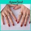 French Minimalist Pearl Ring Pack With Cubic Zirconia Accents For Elegant Women