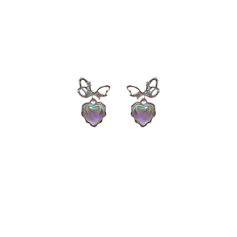 Sweet wind love ear clips temperament butterfly zircon earrings women's niche design earless high-end earrings mosquito coil disc