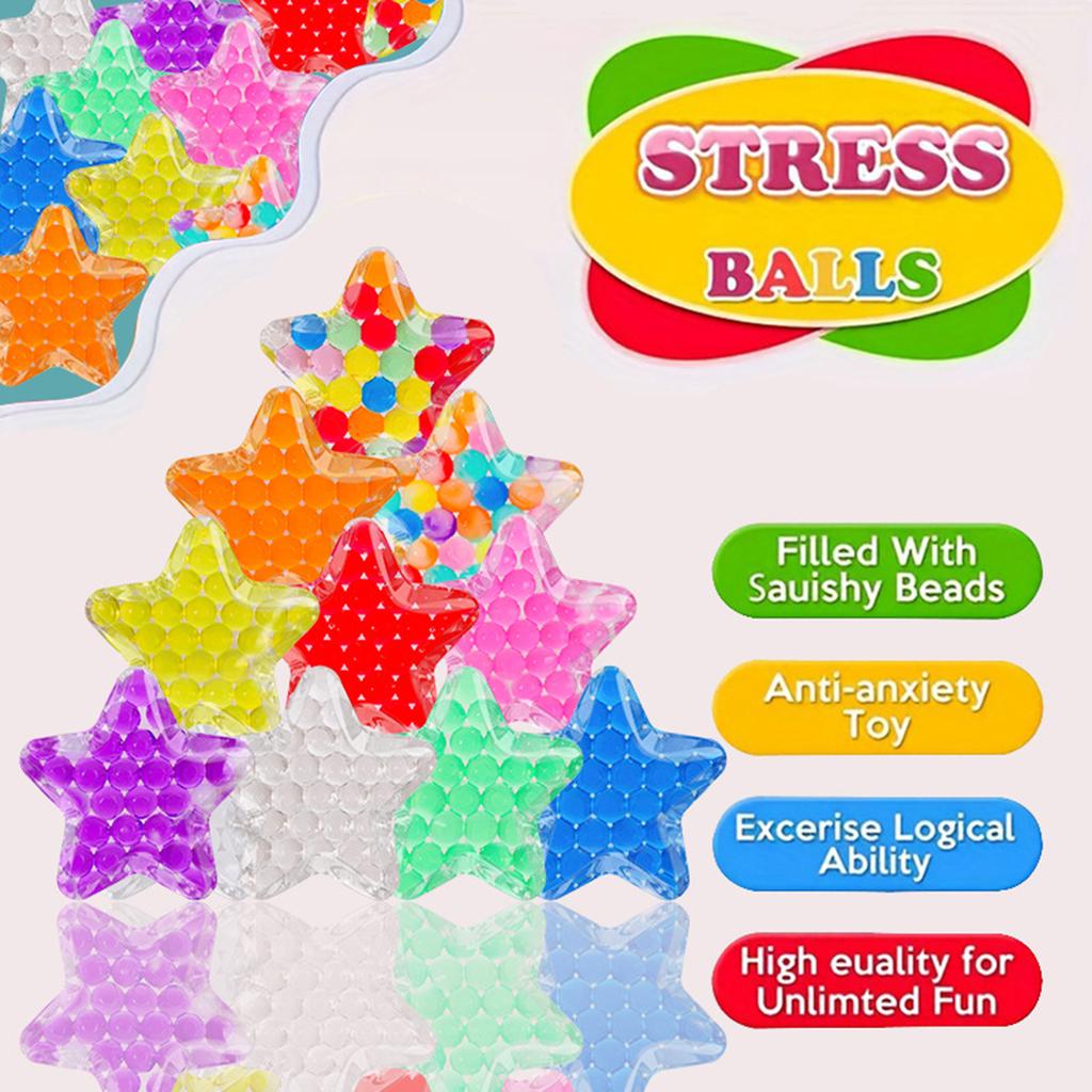 Star Shaped Stress Balls, Face Bead Toys, Colorful Sensory Balls For Kids Adults, Anxiety Balls For Party Favors & Prizes