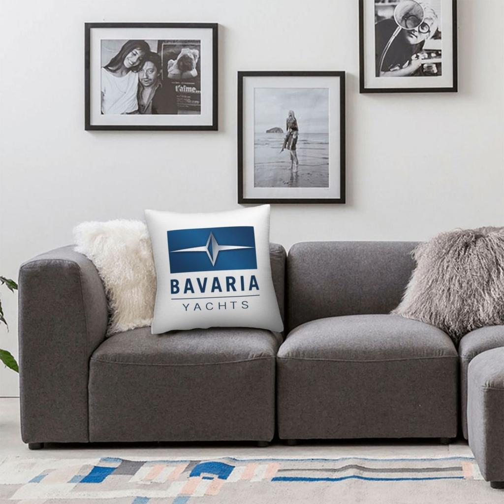 Bavaria Yachts Blue Silver Logo Square Pillowcase Cushion Cover Pillow Case Throw Pillow Cover for Home Sofa Living Room