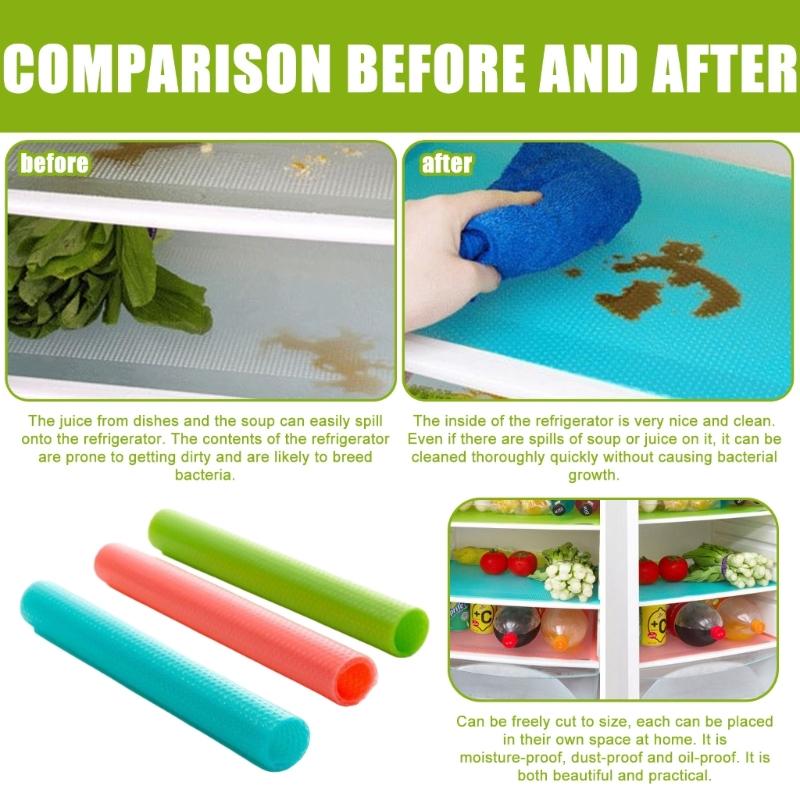 4Pieces Customizable Mat AntiSlip Refrigerator Shelf Liner Pad EVA Kitchen Cabinet Mats Easy to Clean and Waterproof