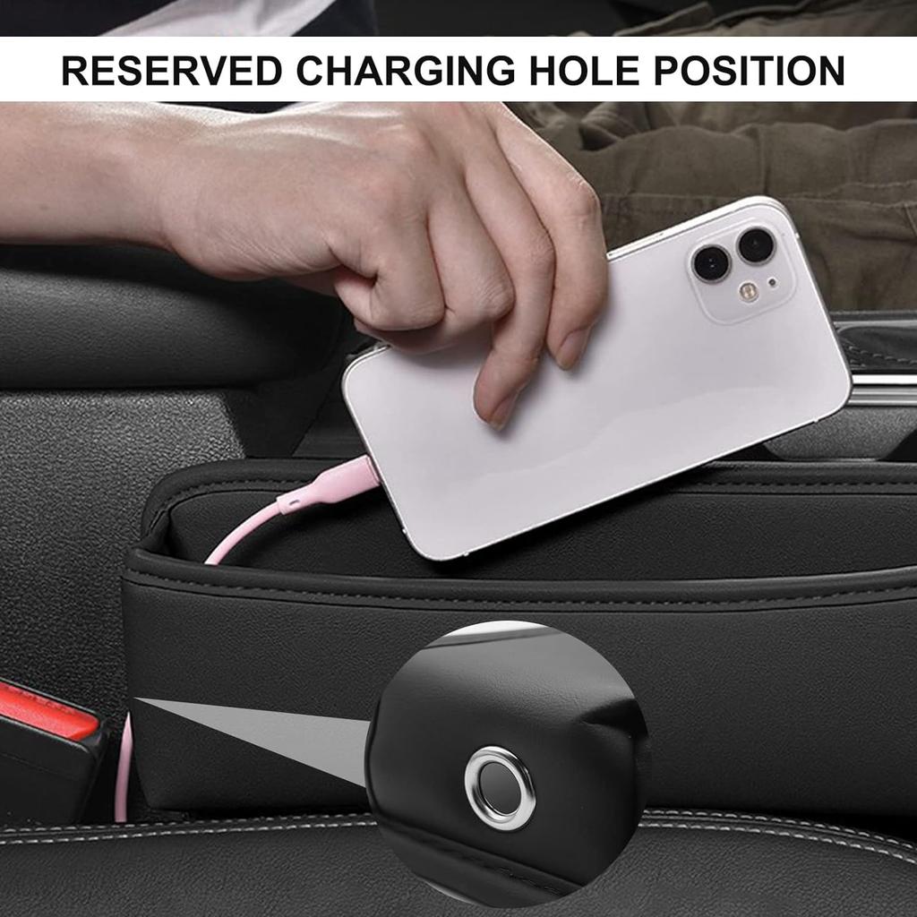 Elegancki 2-pak wypełniaczy szczelin w fotelu samochodowym, organizer na fotel samochodowy z wysokiej jakości skóry, uniwersalny schowek do fotela samochodowego, regulowany wypełniacz szczelin w fotelu dla