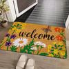 Small Daisy Printed Welcome Mat, Made of Flannel Material, Soft, Comfortable, Machine Washable, Suitable for Doorways, Bathrooms, Laundry Rooms, Foot