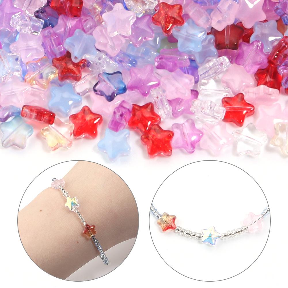 50pcs/lot 8mm Colored Star Lampwork Glass Beads For Jewelry Making Loose Spacer Charm Beads DIY Bracelet Necklace Accessories