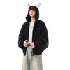 Men's Designer Rivet Patch Doberman Ear Hoodie - Autumn/Winter Trendy Heavyweight Cardigan Jacket