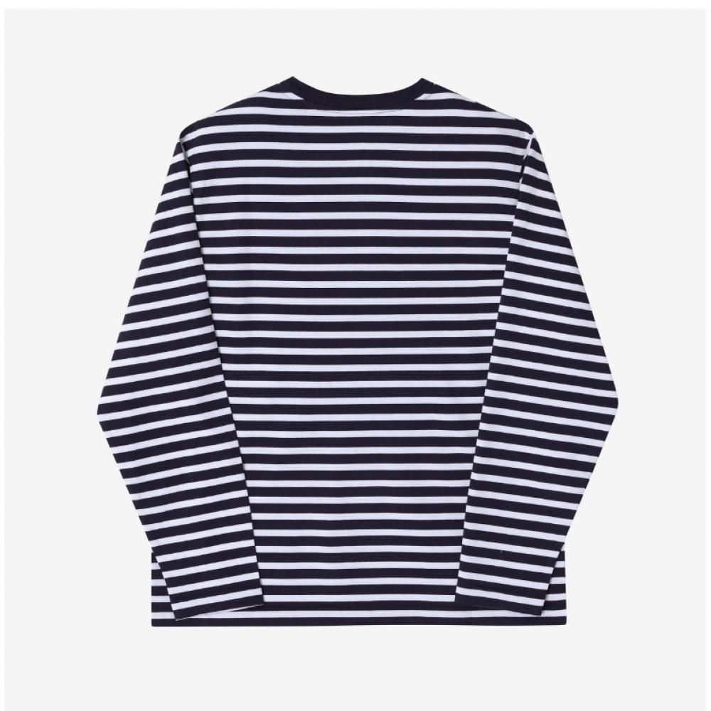 MaiSon KitSune Om00125kj0044 S481 Bold Fox Head Patch Stripe Marine Men S Long Sleeve Tee