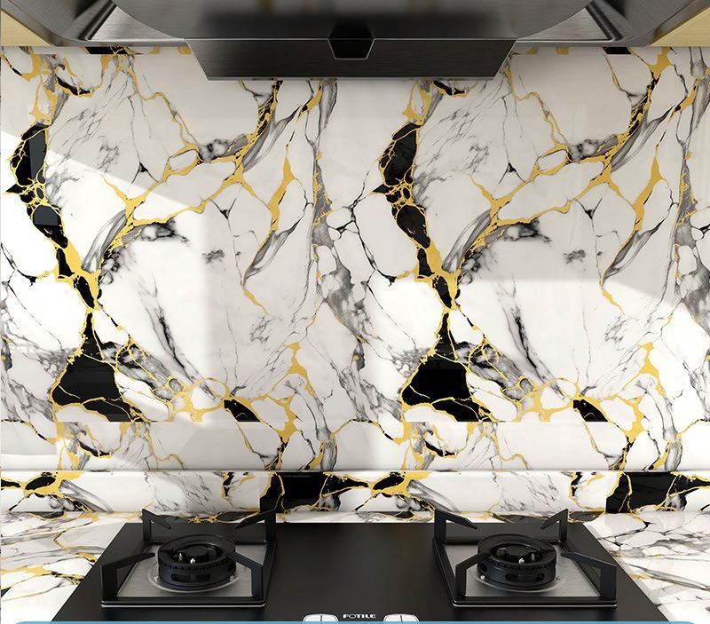 Self Adhesive Marble Vinyl Wallpaper for Kitchen Bathroom Livingroom Home Decoration Waterproof Wall Stickers Films 60x200cm