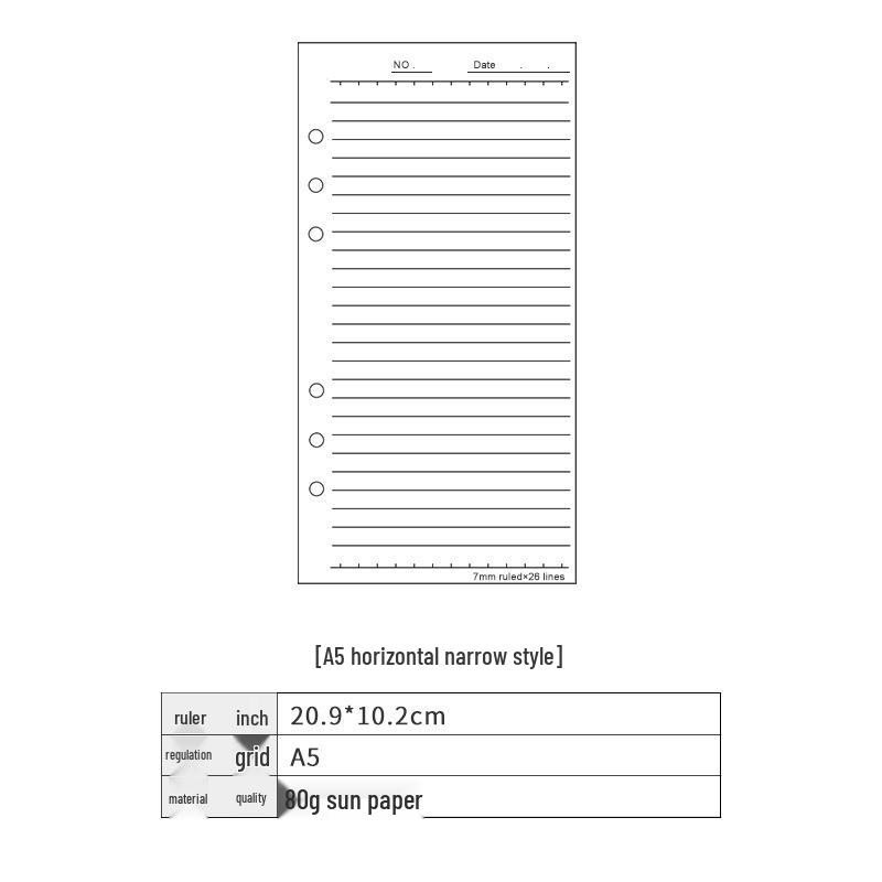 2021 A5 Loose-Leaf Planner Refill: Blank Grid & Lined Inner Pages, 6-Hole
