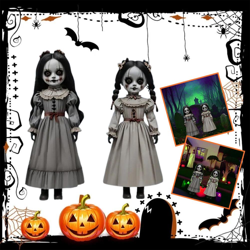 2pcs Halloween Ghost Doll Ground Decoration 2D Scary Doll Ground Plug-in Board outdoor horror ghost doll decorations Ornament