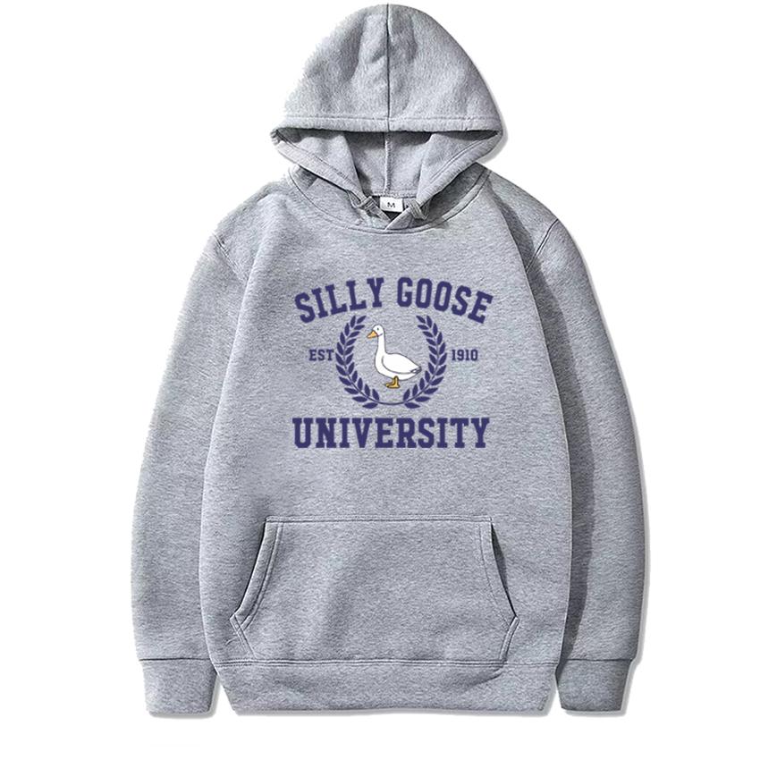 2025 New Funny Silly Goose University Printed Hoodies Unisex Harajuku Fashion Pullovers Men Women Casual Long Sleeve Sweatshirt