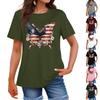 Women's Fashion Independence Day  Printed Round Neck Short Sleeved Casual T-shirt Top