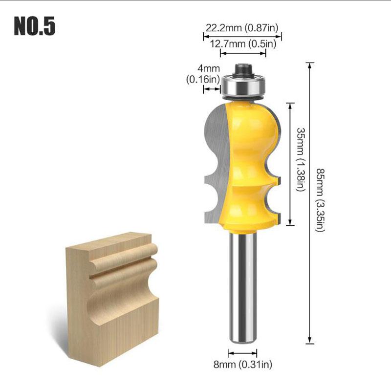 Architectonische lijstwerk Leuningfrees Behuizing Basis CNC-lijn Houtbewerking Frezen Vlakfrees 8mm Schacht