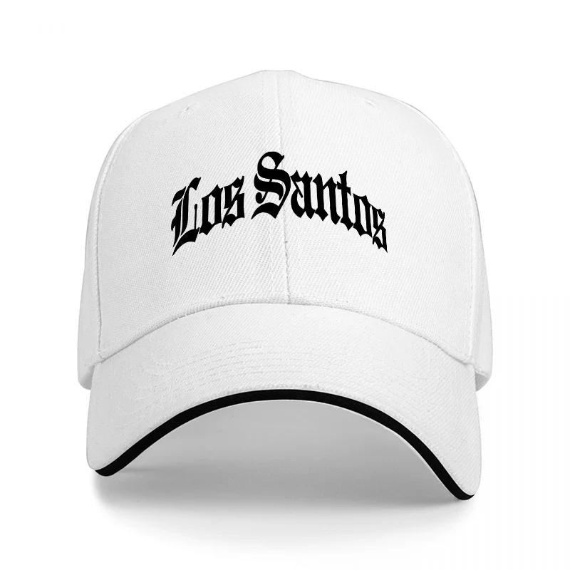 Los Santos Black Baseball Cap Classic Street Style Embroidered Logo Adjustable Snapback Hat for Urban Fashion Enthusiasts
