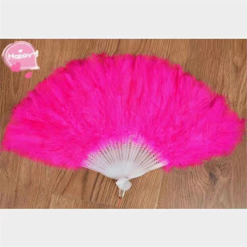 Thickened White Feather Folding Fan - Plush Cheongsam Catwalk & Emperor Night Dance Accessory