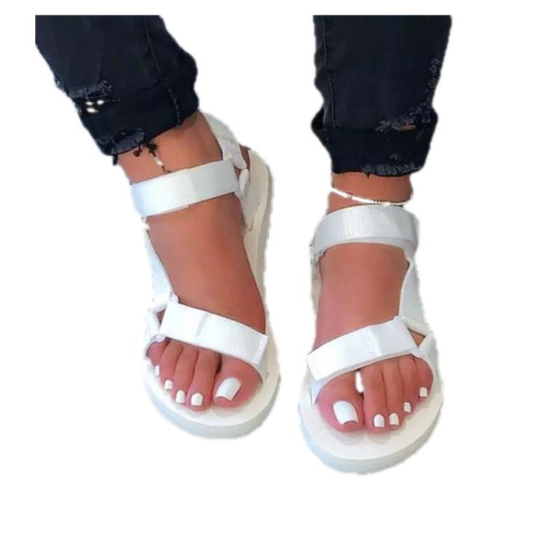 Summer lightweight Velcro flat casual sandals women's large size new open-toed sandals