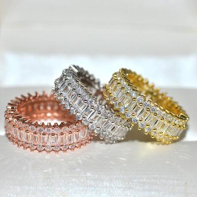 Einzigartiges Design CZ Ring mit Pavé-Fassung Österreichischer Zirkon Mode Damenring Schmuckgeschenk Ehering Verlobungsring