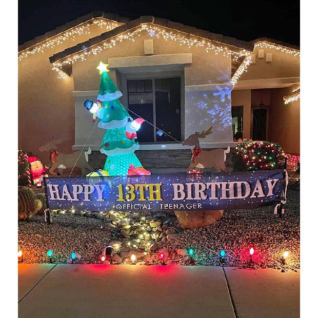 Large Blue Happy 13th Birthday Banner, Huge Teenager Sign, 13th Bday Sign for Yard Garden, 13 Year Old Blue Birthday Party,13 Bday Party Photo