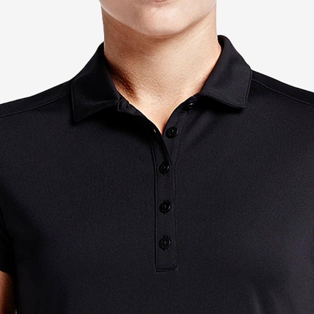 Nike Solid Color Sports Short Sleeve Polo Shirt Women Tops Black 725586-010