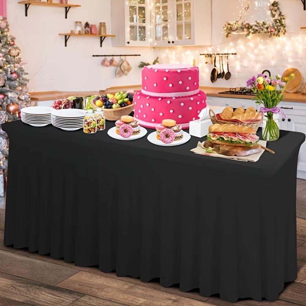 Spandex Table Cover 6FT Sign-In Table Cloth Waterproof Rectangular Table Skirts  Wedding Party