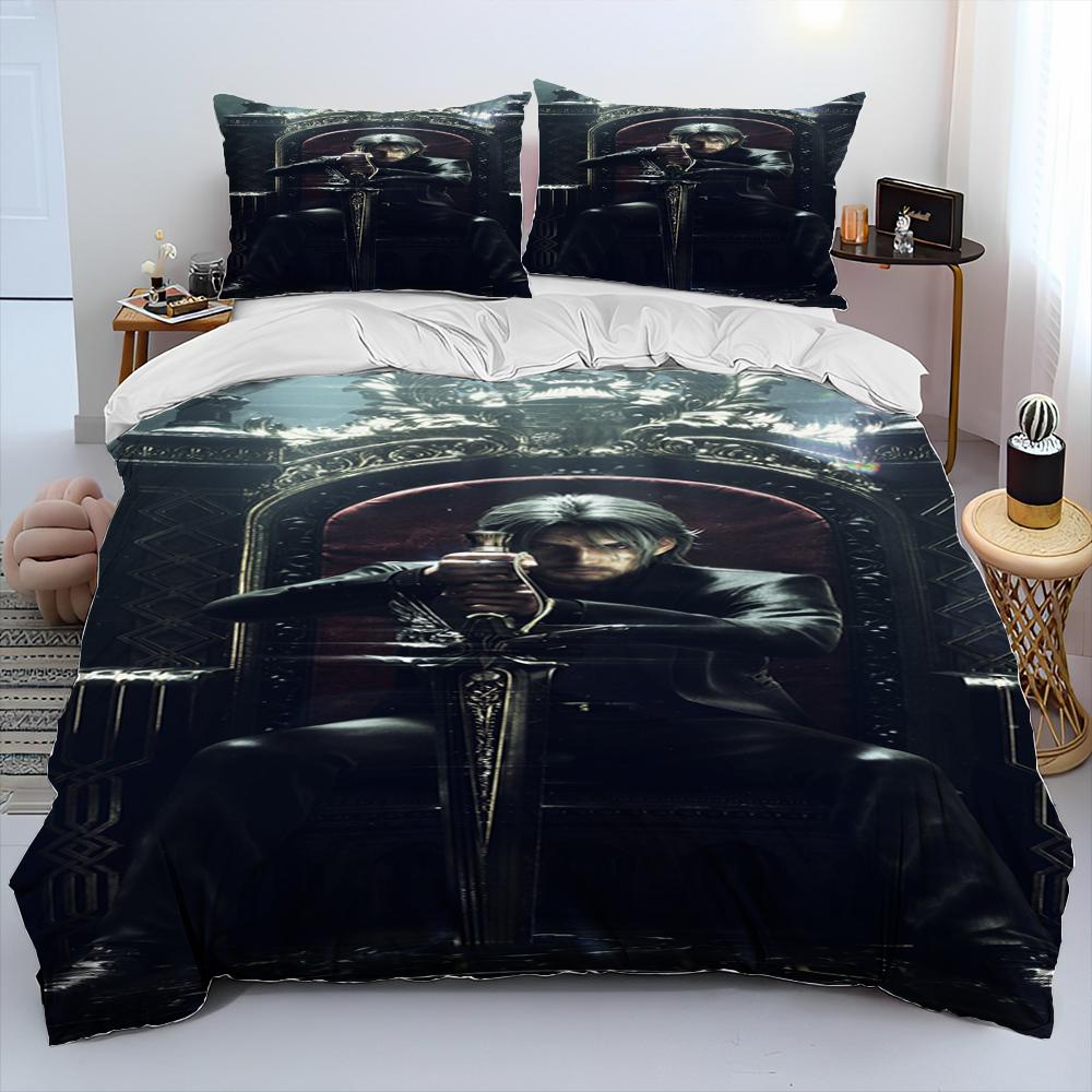 Final Fantasy Series Games Cartoon Comforter Bedding Set,Duvet Cover Bed Set Quilt Cover Pillowcase,king Queen Size Bedding Set