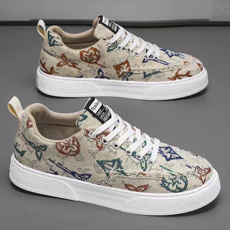 Men's Shoes Spring New Breathable Canvas Shoes Versatile Flat-soled Cloth Shoes Flat-soled Non-slip Board Shoes