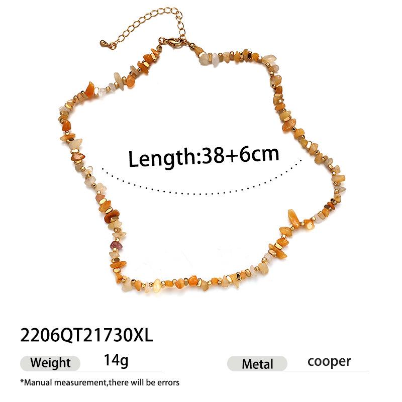

Stylish Tiger Eye Pendant: European & American Autumn/Winter French Merade Layered Necklace with Natural Stone Beads