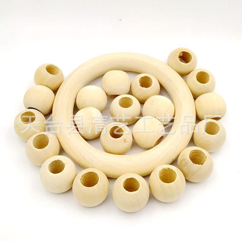 Diy Loose Bead Wood Bead Jewelry Accessories 10-25Mm Log Color Large Hole Lotus Wood Round Beads Handmade Beading