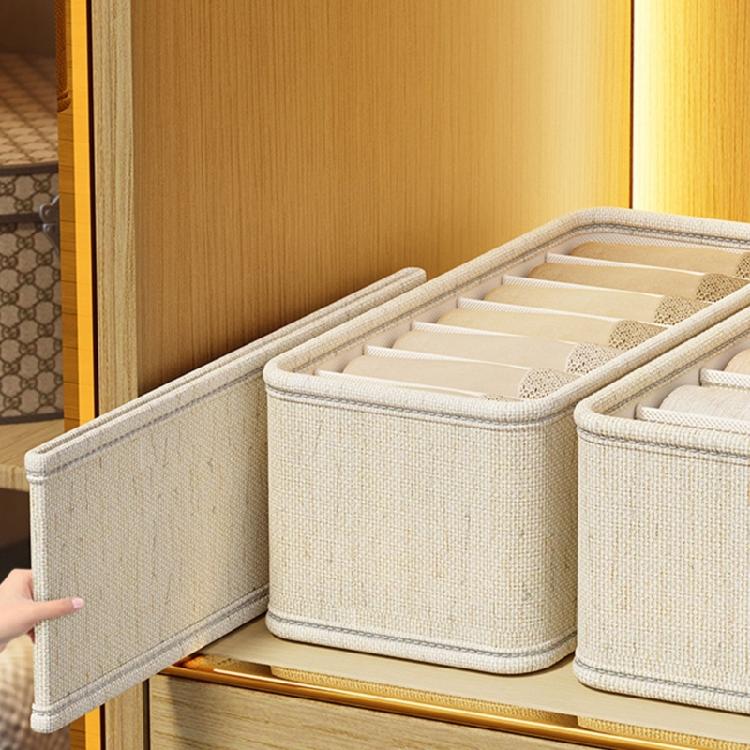 Convenient Cotton Linen Underwear Sorter Space Saving Lingerie Divider Household Panty Organizer Case for Bedroom