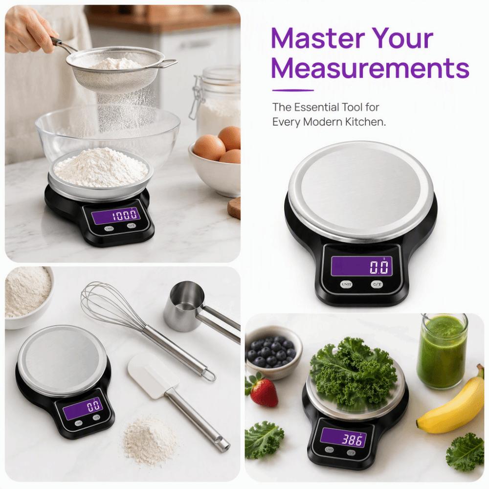 LCD Display Kitchen Scale Stainless Steel ABS Digital Scale Practical Food Scale  Baking Cooking